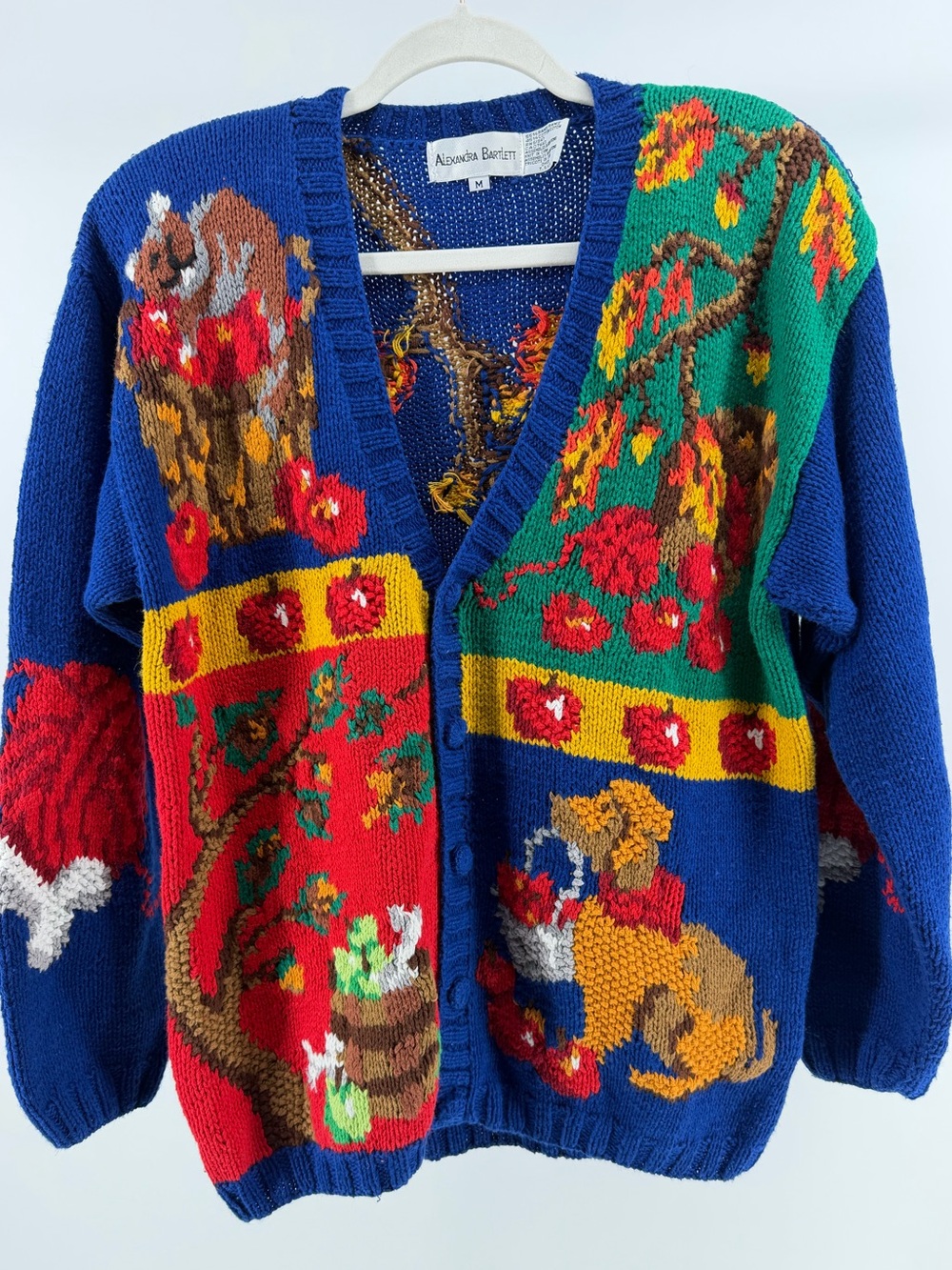 Vintage Alexandra Bartlett Fall Theme Patchwork Cardigan, Women's Medium